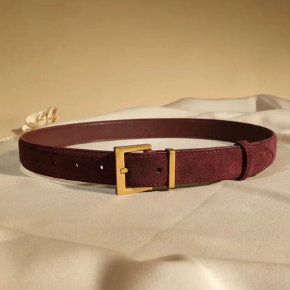New Luxury Double Genuine Leather Belt for Women Jeans Casual Dress Square Alloy Buckle Ladies Trendy Belts Fashion Waistband