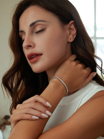 Luxury Rose Gold Color Chain Link Bracelet for Women Ladies Shining AAA Cubic Zircon Crystal Jewelry JIB013