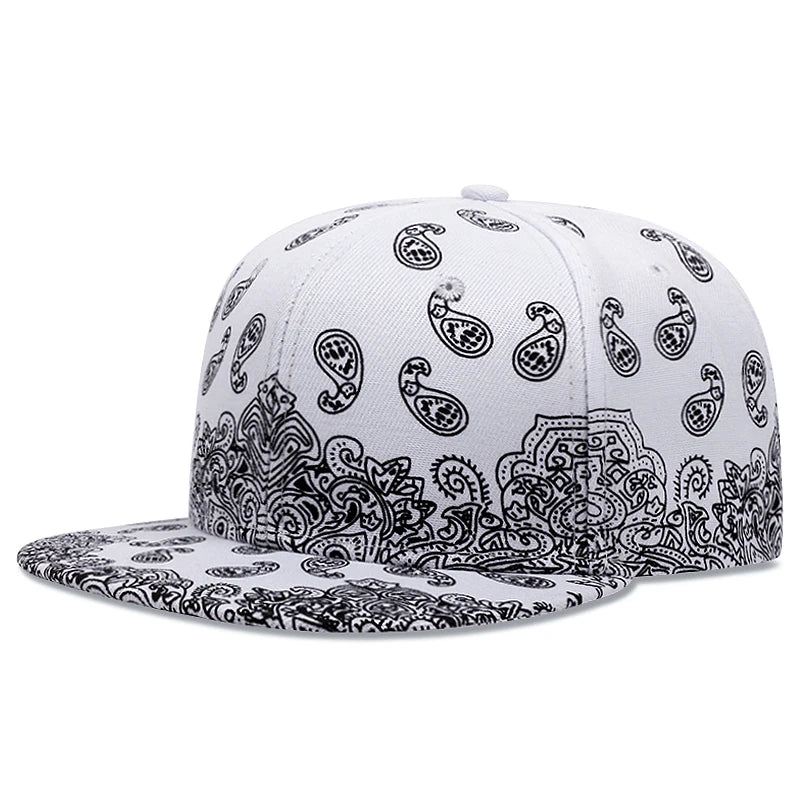 2024 New Fashion West Coast Cashew Flower Printing Snapback Cap Outdoor Sun Men Woman Baseball Hat Adjustable