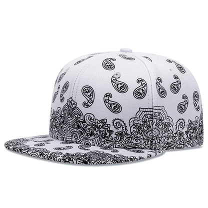 2024 New Fashion West Coast Cashew Flower Printing Snapback Cap Outdoor Sun Men Woman Baseball Hat Adjustable