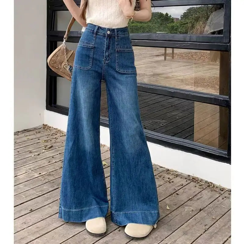Autumn Spring Wide Leg Jeans Women Denim Pants