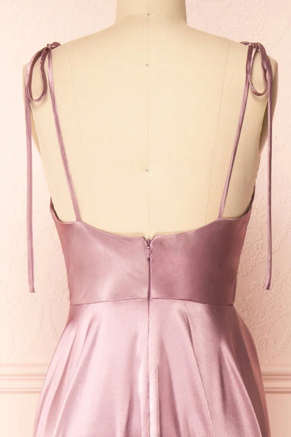 Elegant Bridesmaid Dress Cowl Neck Adjusted Spaghetti Silky-satin Fabric A-line Silhouette Wedding Women Long Gown