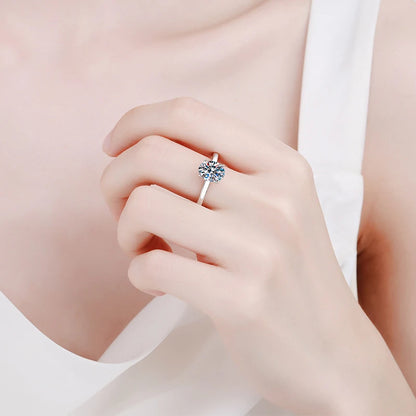 7x9mm 2ct Moissanite Ring S925 Sterling Silver Oval Cut Lab Diamond Wedding Rings for Women Engagement Promise Band Gift