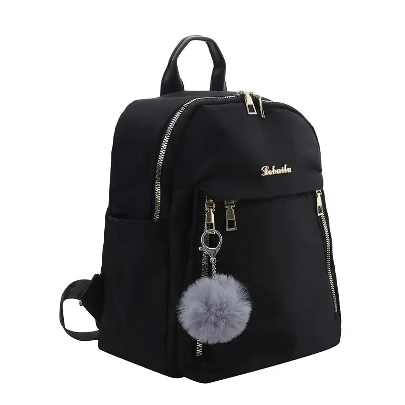 Simple Large Capacity Black Travel Backpack Women's Harajuku Style Student Backpack Unisex High Street Style Backpack