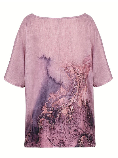 Plus Size T Shirt Tops Summer Women's Short Sleeve Round Neck Floral Printed Loose Tops T Shirt Casual T Shirt Hoodie