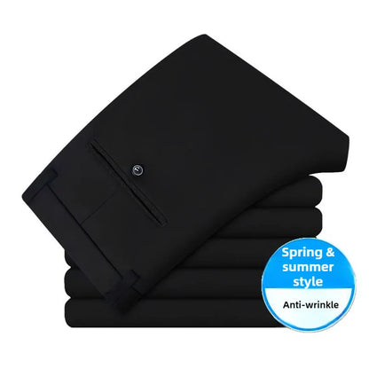 Slim Fit Mens Trousers 4-Way Stretch, Wrinkle Free Formal Office Pants, Breathable Thin Dress Pants for Business Travel Wedding