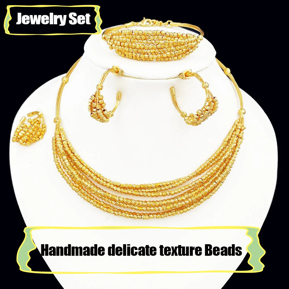 Handmade Women Jewelry Set Multi-layer 18K Gold Plated Beads Set Hight Quality Birthday Wedding Jewellery Accessories