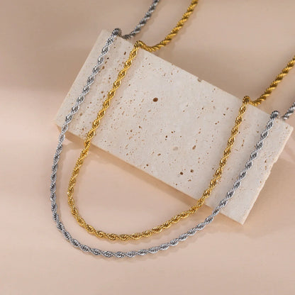 Stainless Steel Gold Color Chain Necklace Women Minimalist Cuban Paperclip Twisted Snake Chain Fashion Jewelry Wholesale