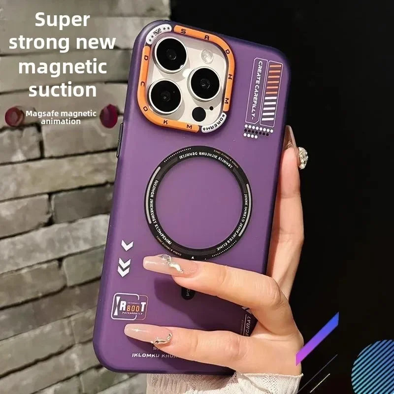 Magnetic Phone Case For iPhone 17 16 15 14 13 Pro Max Air Magsafe Wireless Charge Frosted Metal Lens Frame Buttons Cover