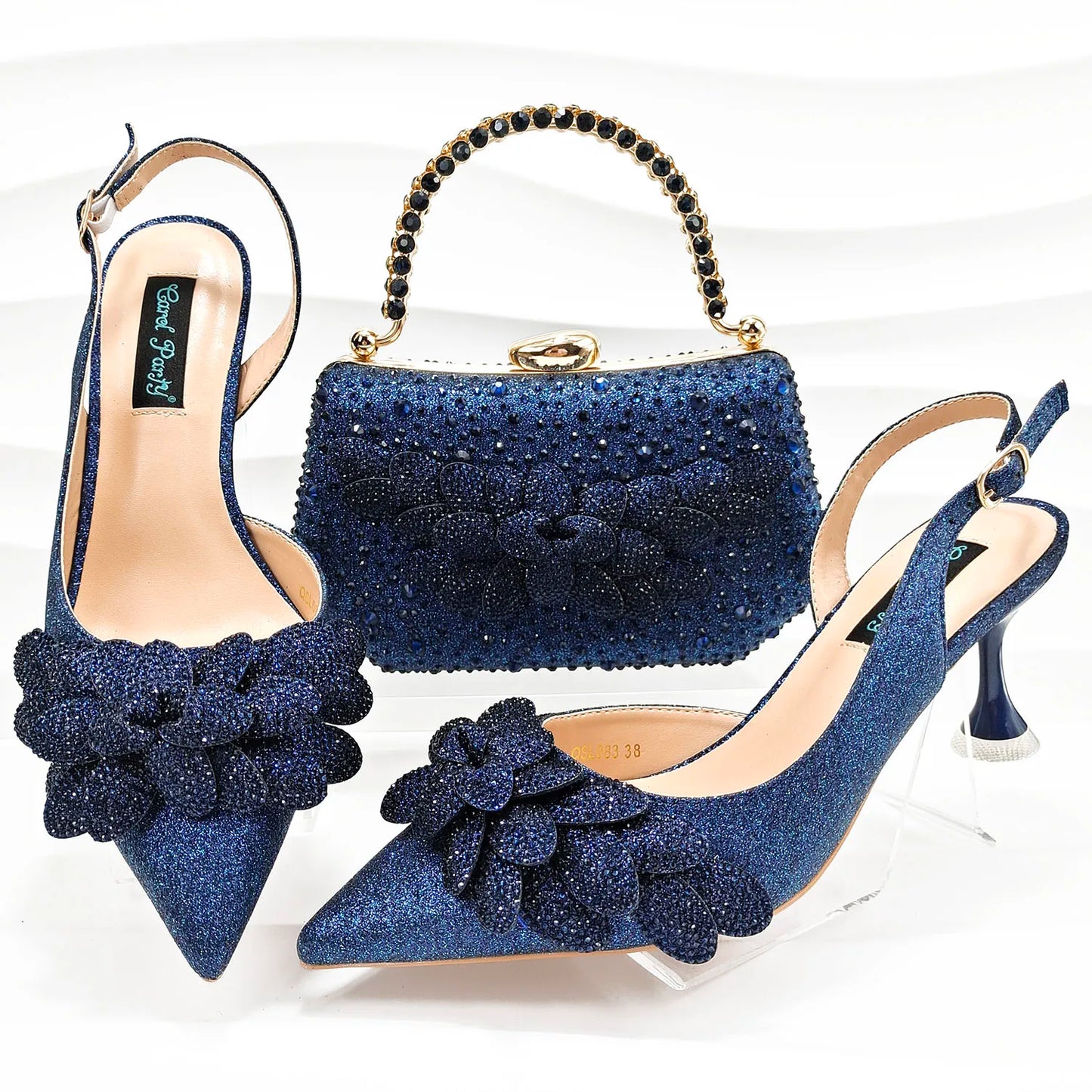 Nigerian Banquet Shoes and Bags African Fashion Peach Ladies Matching Shoes and Bags Pointed Toe High Heels Wedding Party