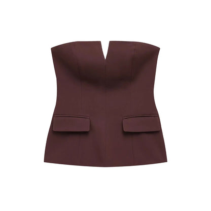 Spring Summer Women Strapless Crop 2025 Tops Basic Sleeveless Office Lady Tops Trend Street Classic Solid Tube Tops