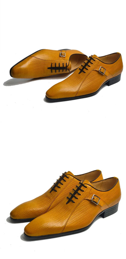 Premium Quality Men Dress Shoe Cowhide Leather Upper Wedding Party Banquet Men's Shoe Handmade Painting Formal Office Wearing