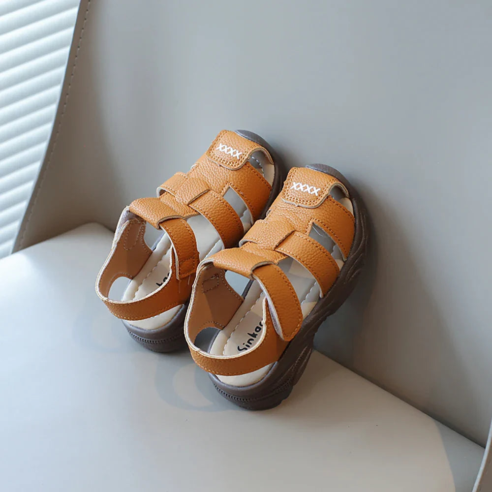 Summer Sport Sandals For Children PU Leather Vintage Boy's Sandals Soft-soled Anti-slippery Kid's Sandals Fashion Summer Shoes