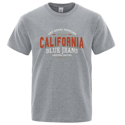 California Usa City Street Letter Pattern Print Men T Shirt Fashion Cotton T-Shirts Oversized Streetwear Summer Breathable Tops