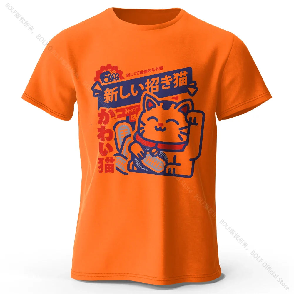 Kawaii Anime Printed 100% Cotton T-Shirt, Soft & Breathable Round Neck Short Sleeve Tee, Unisex Harajuku Style