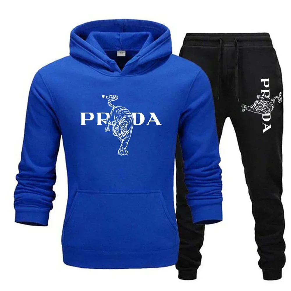 The men's outdoor fitness sweatshirt and pants set for autumn and winter includes a long-sleeved sports shirt and casual pants
