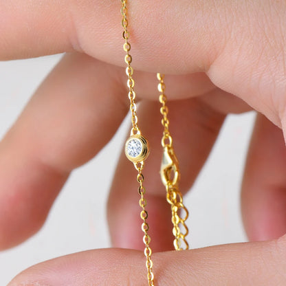 3mm 0.1ct Moissanite Diamond Necklace Bracelet Stud Earring For Women Simple Single Stone Earrings Bracelets Jewelry Set