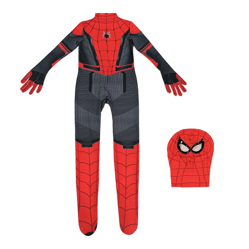 Kids Spider Boy Cosplay Costume Superhero Morales Cosplay Jumpsuit Miles Zentai Jumpsuit Halloween Carnival Party Costume Adult