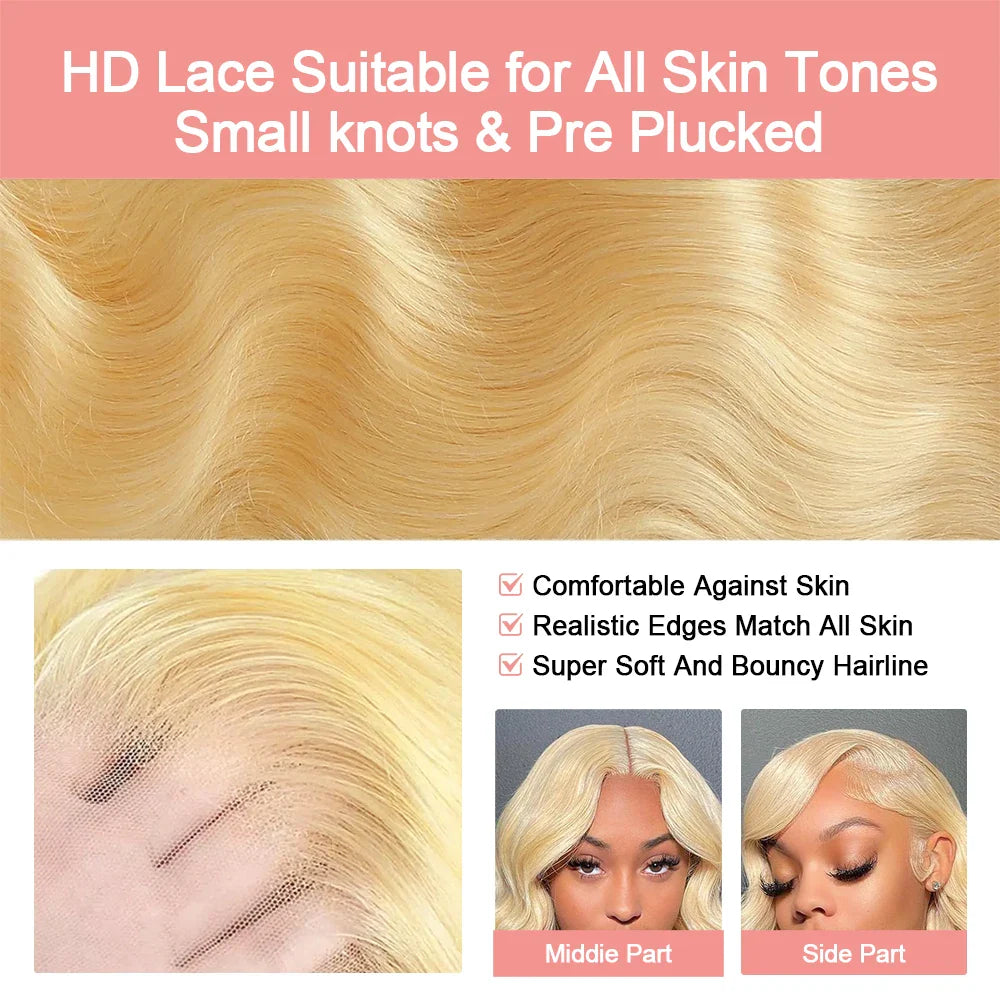 30 40 Inch 13x6 Lace Frontal Wig 613 Blonde Body Wave 13x4 Lace Front Wig Pre plucked Brazilian Human Hair Wigs 200 Density