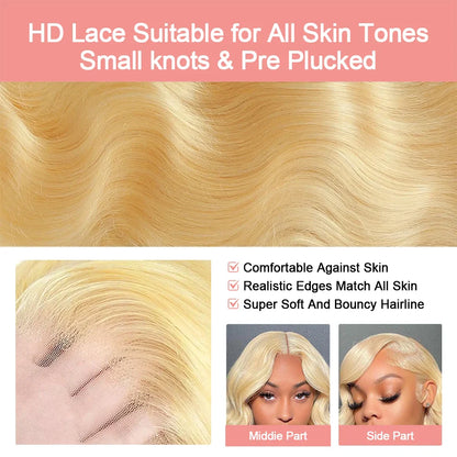 30 40 Inch 13x6 Lace Frontal Wig 613 Blonde Body Wave 13x4 Lace Front Wig Pre plucked Brazilian Human Hair Wigs 200 Density