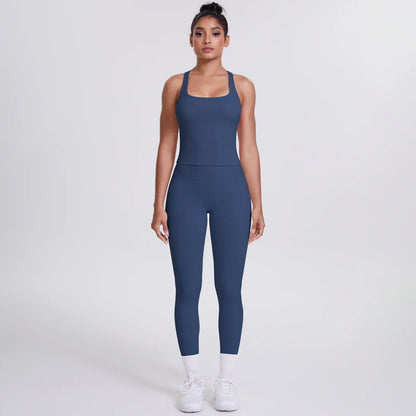 Yoga Top Set Fitness Gym Suit Training Sleeveless Sport Gym Tops Crossover Back Sports Underwear Tummy Control Slimming