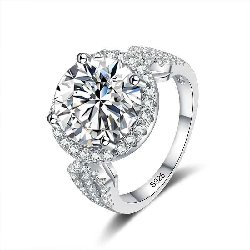 5ct D Color Moissanite Engagement Ring S925 Sterling Silver with White Gold Plated Luxury Wedding Ring for Women Jewelry