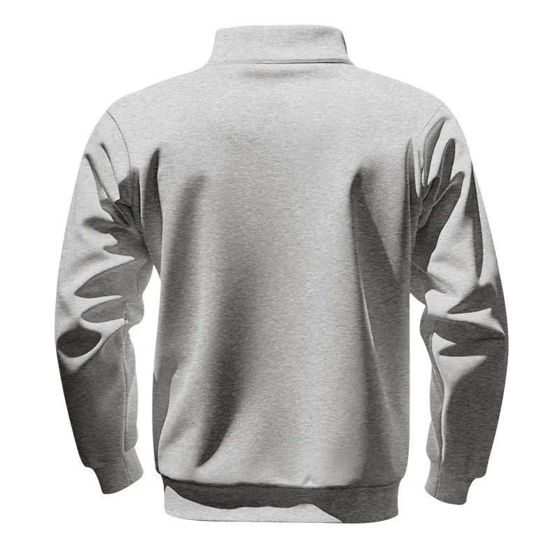 American autumn and winter heavy fleece long-sleeved men's sweater half zipper loose stand-up collar pullover men's sweater