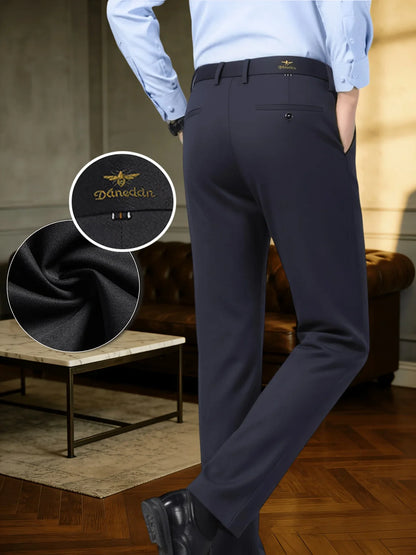 Men's Business Casual Suit Pants Stretch Straight Leg Black Lightweight Breathable Formal Office Work Trousers All Seasons