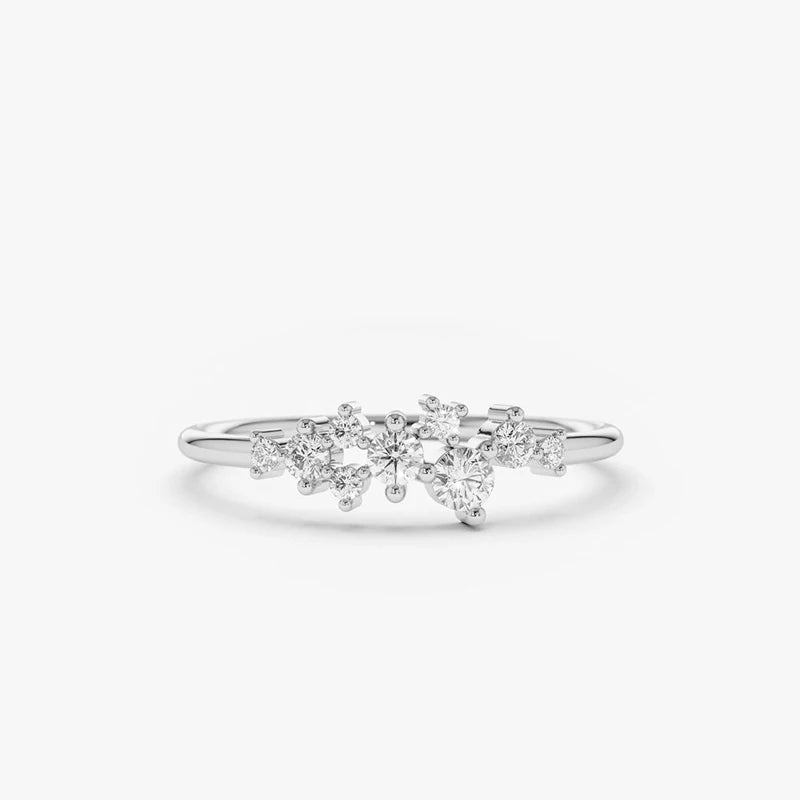 Aliança Moissanite de Prata 925 para Mulheres, Anel de Diamante de Laboratório Brilhante, Joia Fina, Presente