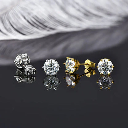 Real 925 Silver Moissanite Jewelry Set Gold Plated 0.5-2ct Stud Earrings Solitaire Pendant Necklace Set for Women Men Gift