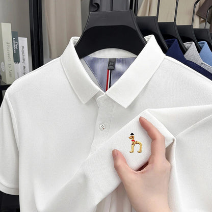 Brand Design Men's Polo Shirt Lapel Short Sleeve T-Shirt Summer New Exquisite Dog Embroider Fashion Business Handsome Men's Wear