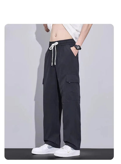 Brand Clothing Spring Summer Men's Cargo Pants Loose Straight Parachute Pants Sport Casual Long Trousers Male