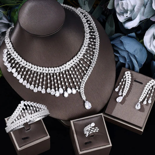 2023 Best selling African 4-piece Bridal Jewelry Set New Fashion Dubai Jewelry Set Women's Wedding Party Accessories Design