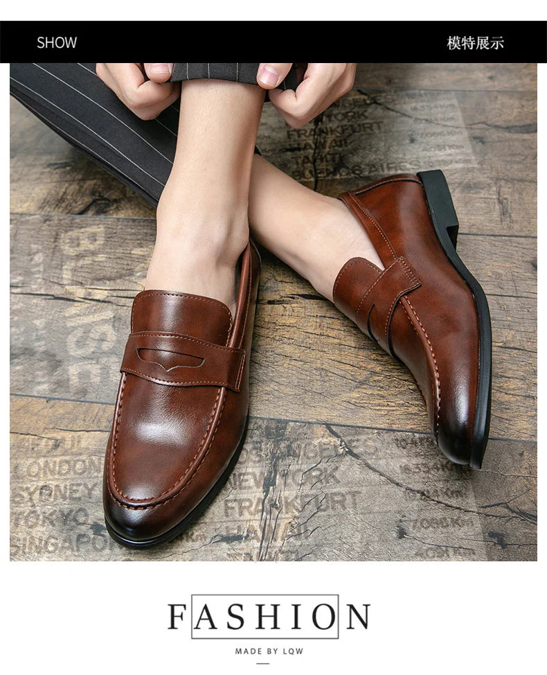 Men Casual Leather Shoes Dress Leather Loafers Men Classic Casual Business Shoes Trend Formal Party Social Leather Shoes Male