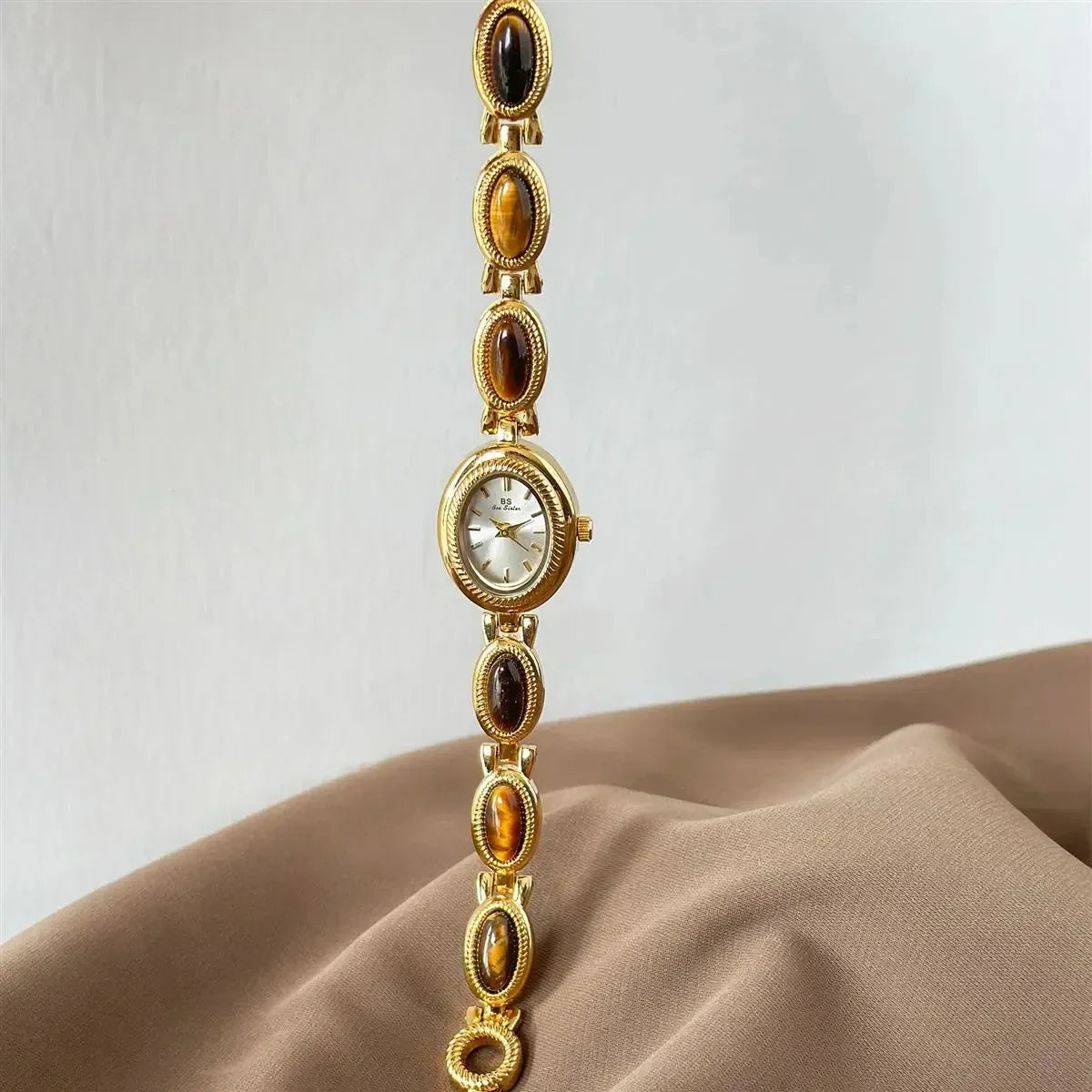 Women's Gold Watch Vintage Brown Jade Bracelet Small Dial Quartz Daily Wear Party Clock Luxury Waterproof Ladies Watches Gifts