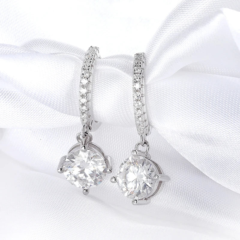 0.5CT 1CT D Color Zircon/moissanite Drop Earrings for Women Sparkling Lab Diamond Sterling Silver 925 Wedding Jewelry