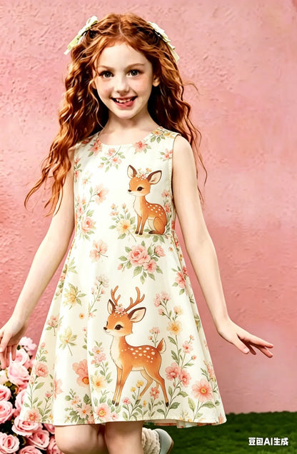 NEW SUMMER STYLE FLORAL PRINT DRESS FOR GIRLS A CASUAL AND SWEET PRINCESS DRESS THE PERFECT GIFT FOR CHILDREN SPORTY STYLE