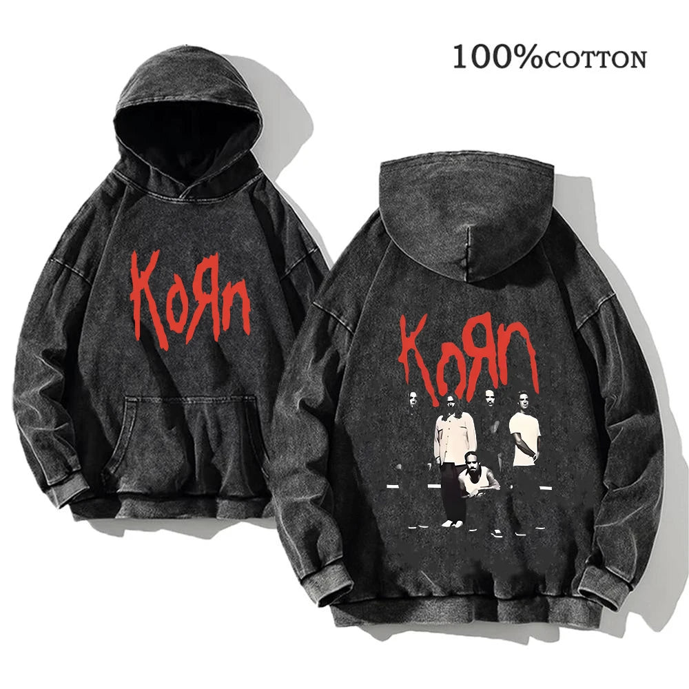 World Tour Hoodies Vintage Washed Men's Sweatshirts Cotton Hip Hop Streetwear Hooded Pullover Loose Y2K Tops