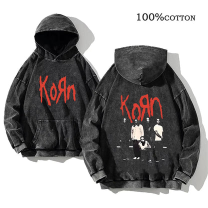 World Tour Hoodies Vintage Washed Men's Sweatshirts Cotton Hip Hop Streetwear Hooded Pullover Loose Y2K Tops