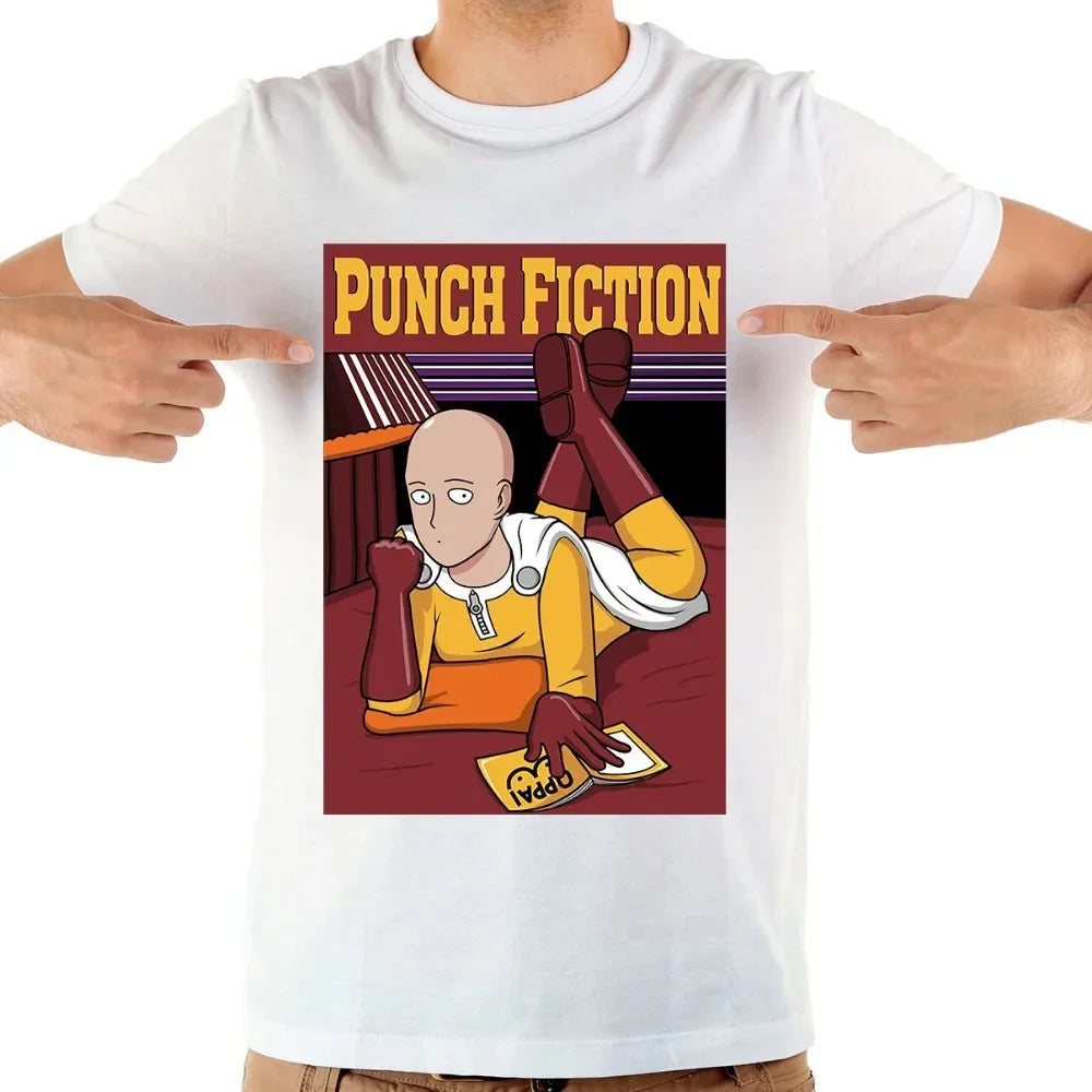 one punch Hero,Saitama,OK MAN,Funny Anime Tshirt ,Men White Casual Short Sleeve T-Shirt,Unisex Streetwear,manga Tee