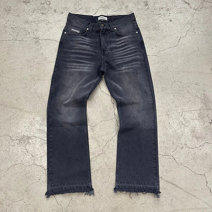 Calça jeans unissex estilo casual de rua, estilo ins, corte reto, lavagem envelhecida retrô, usada, novidade primavera 2026, street style americano.