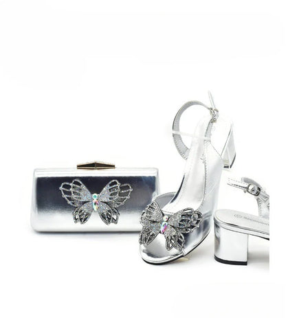 Conjunto de Sapatos e Bolsa Combinando para Festa Sapatos de Noiva Italiana e Conjunto de Bolsa para Festa Sapatos Femininos de Luxo Designer para Mulheres