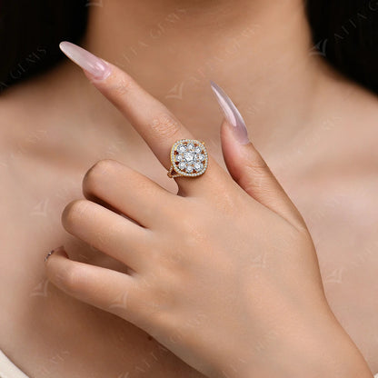 3.38CTW Round Cut Moissanite Rings for Women S925 Silver 18K Gold Plated Handmade Wedding Bride Fine Jewelry Gifts New