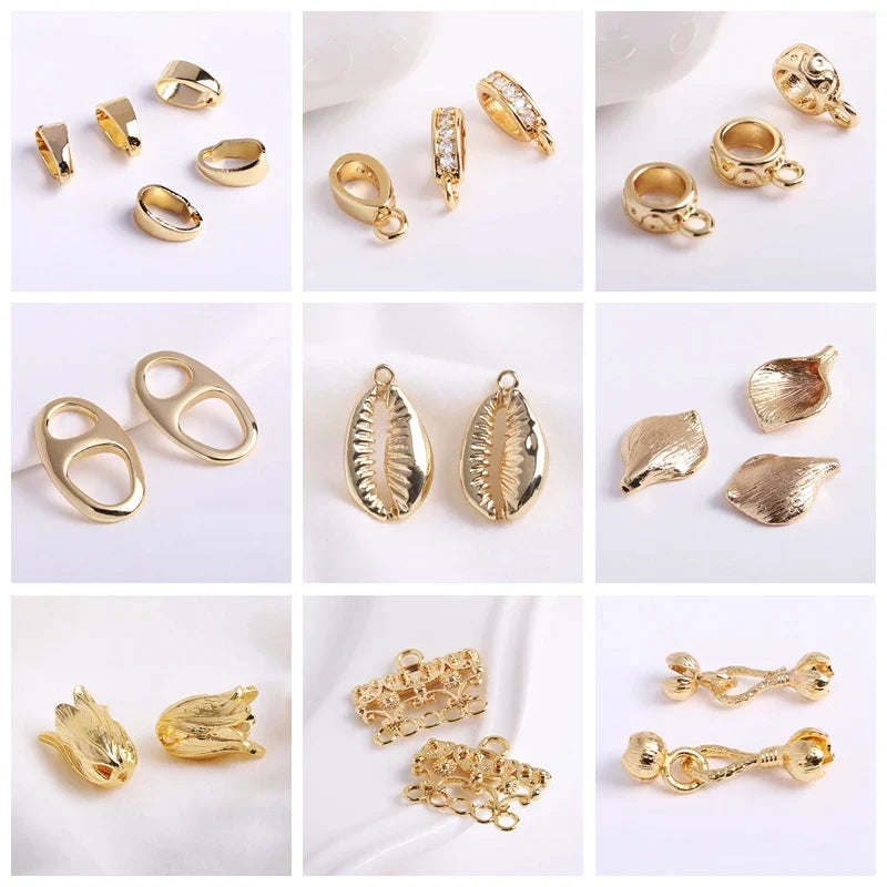 14K Gold Plated Brass Earrings Hooks Round Hoop Earrings,Earring Fixtures,Fasteners For Earrings,DIY Earring Making Accessories