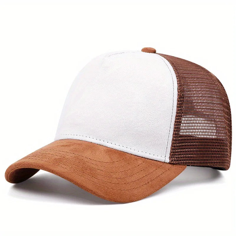 Unisex 5 panel Mesh Suede Trucker Hat  Men Baseball Cap Spring Summer Breathable Sports Hats