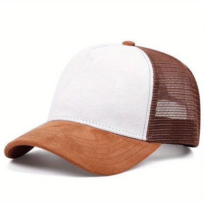 Unisex 5 panel Mesh Suede Trucker Hat  Men Baseball Cap Spring Summer Breathable Sports Hats