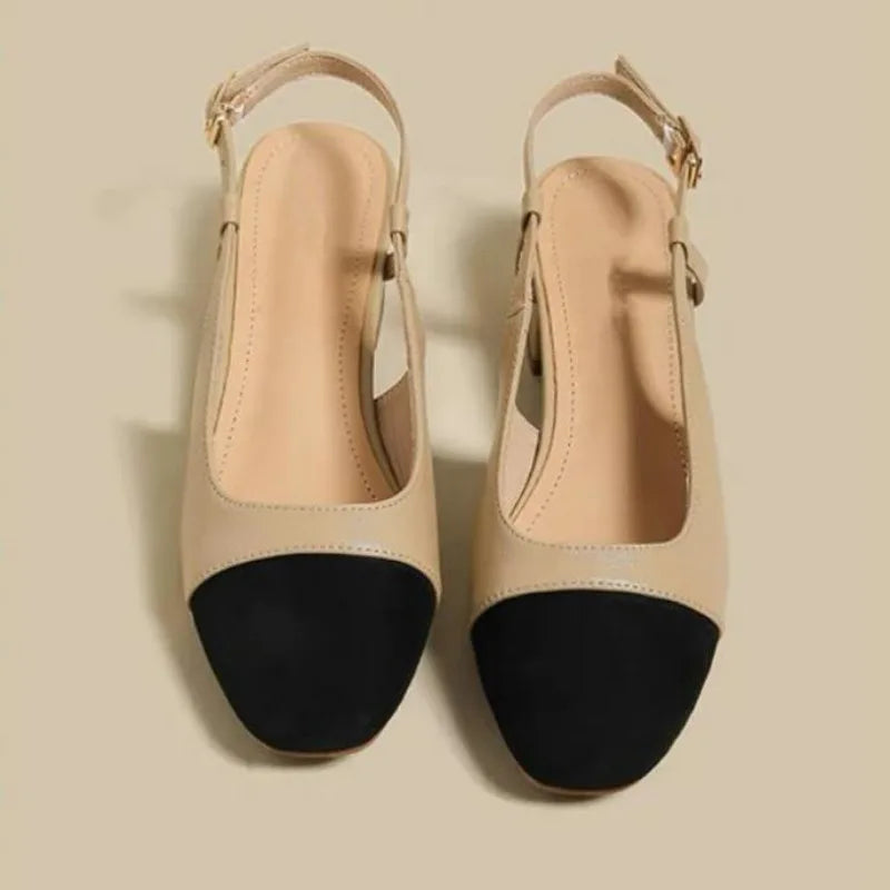 Summer New Fashion Low Square Heels Shoes Korean Color Matching Party Ladies Shoes Designer Chaussure Femme All-match Sandals