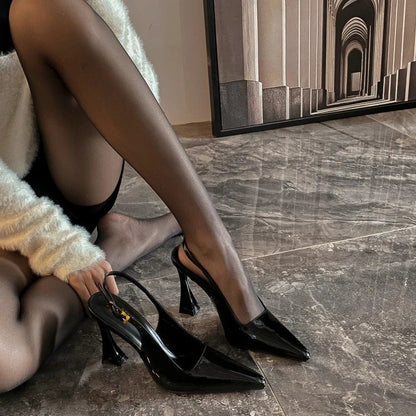 Women's Pumps Sexy Pointe High Heels Sandals Fashion Patent Leather High Heels Elegant Temperament High Heeled Sandals for Women