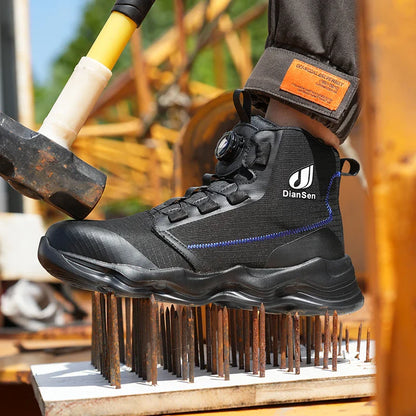Men Safety Shoes Steel Toe Boots High Top Work Shoes Wear-resisting Slip Resistant Work Shoes Indestructible Breathable Sneakers