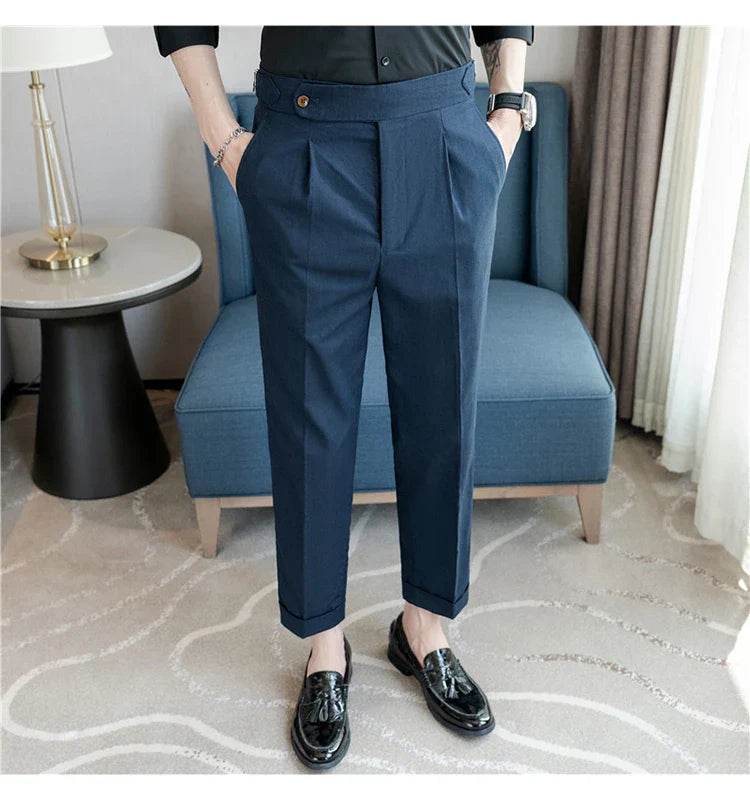 90% Linen 10% Cotton 2024 Suit Pants Naples Breathable Casual Pants Men's Height Suit Pant M-3XL Men's Straight Pants